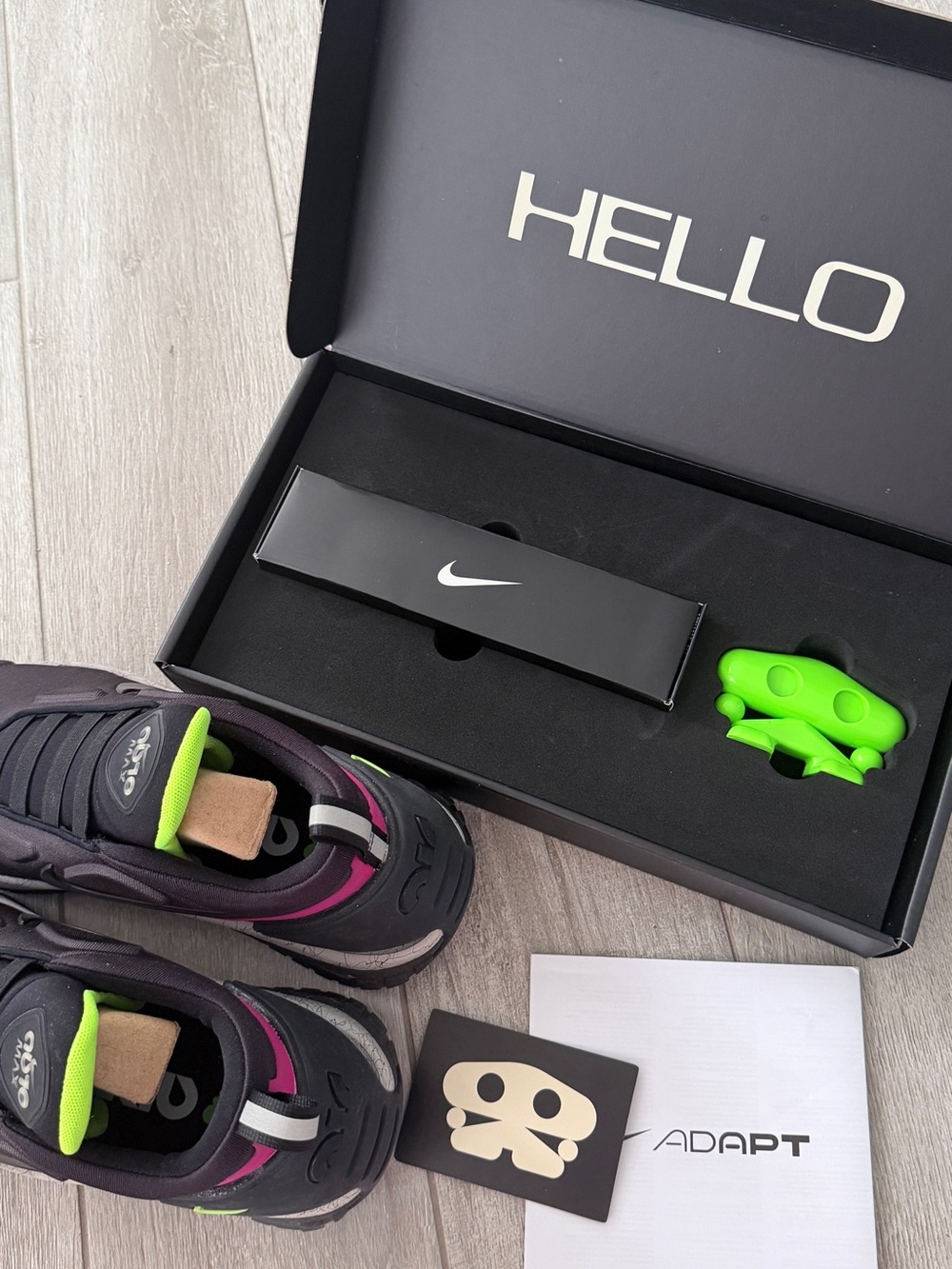 Nike Black Slip-On Trainer with Neon Green and Fuchsia Accents